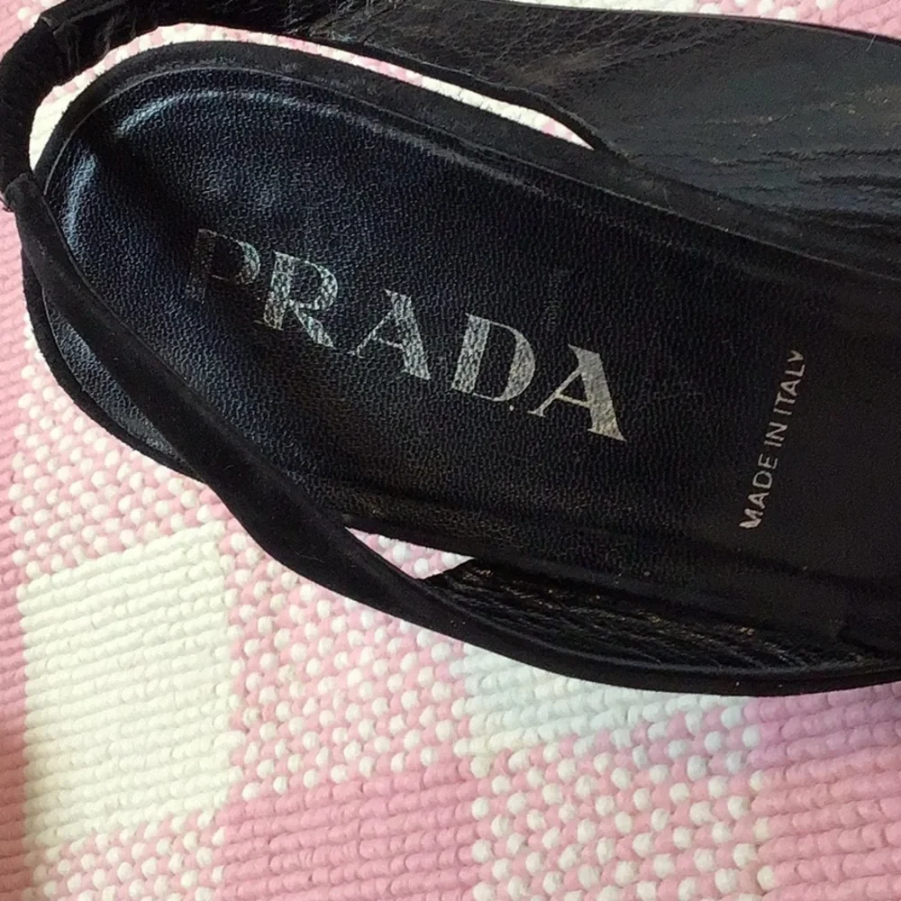 Vintage Prada Black Suede Wedge Sandals - Picture 4 of 8